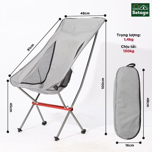 Ghế gấp gọn, ghế dã ngoại siêu nhẹ - Premium Light lưng dài