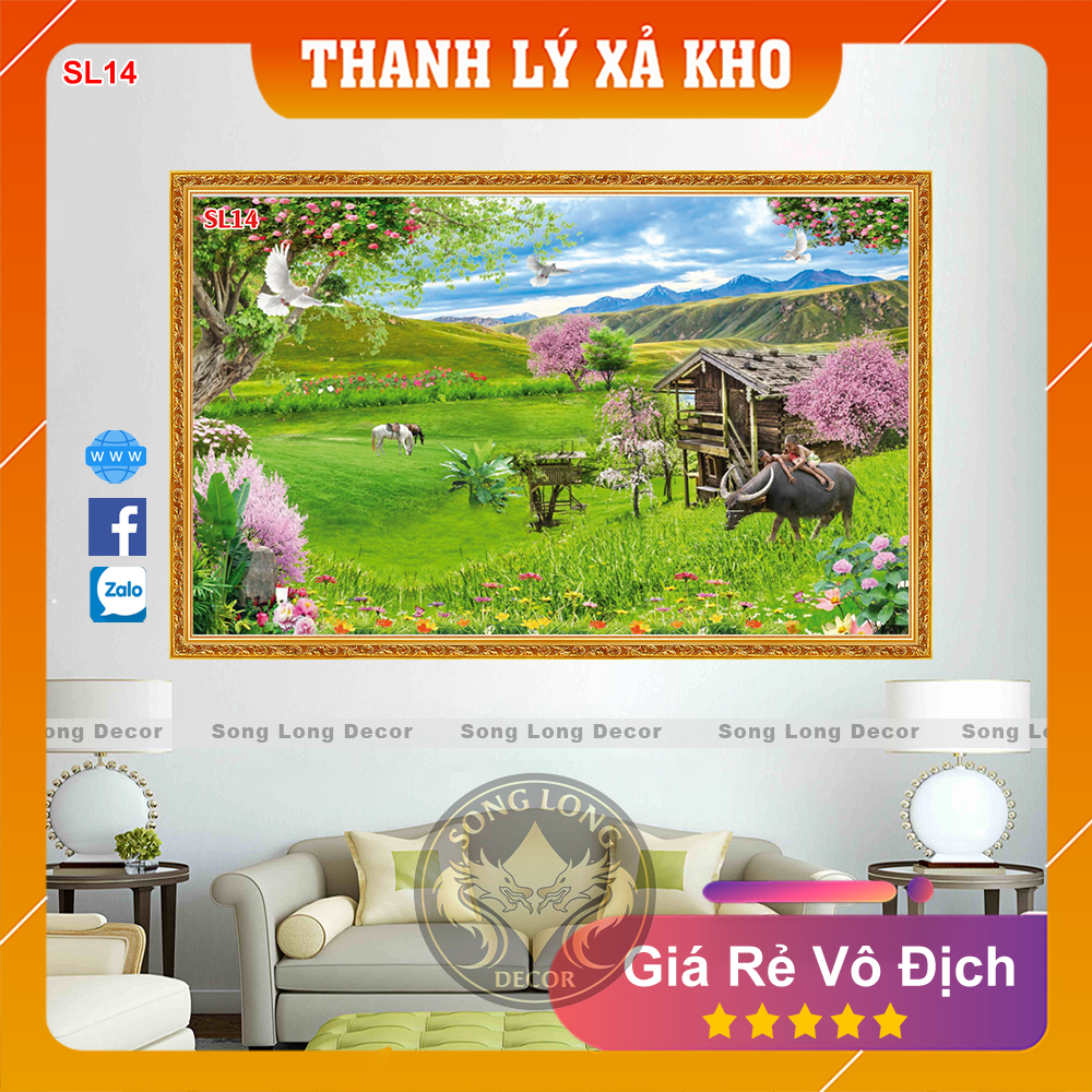 Tranh Dán Tường Phong Cảnh Núi Non Thảo Nguyên Xanh - SL14-Tranh 3d Phòng  Khách- Song Long Decor | Shopee Việt Nam