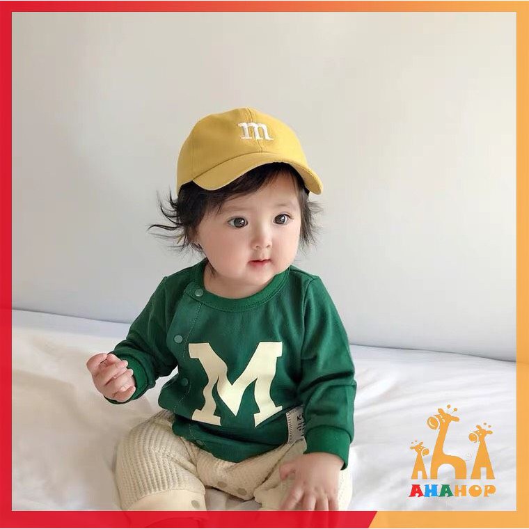 Mũ Cho Bé - Mũ lưỡi trai vải thêu chữ M phong cách Hàn Quốc siêu xinh cho bé từ 2-8 tuổi mẫu mới nhất