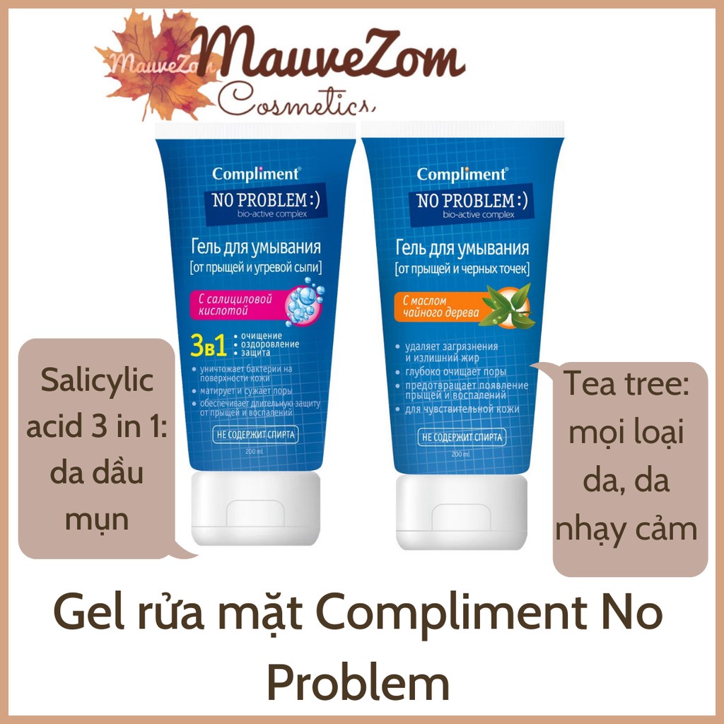 Gel sữa rửa mặt Compliment No Problem giảm viêm, mụn