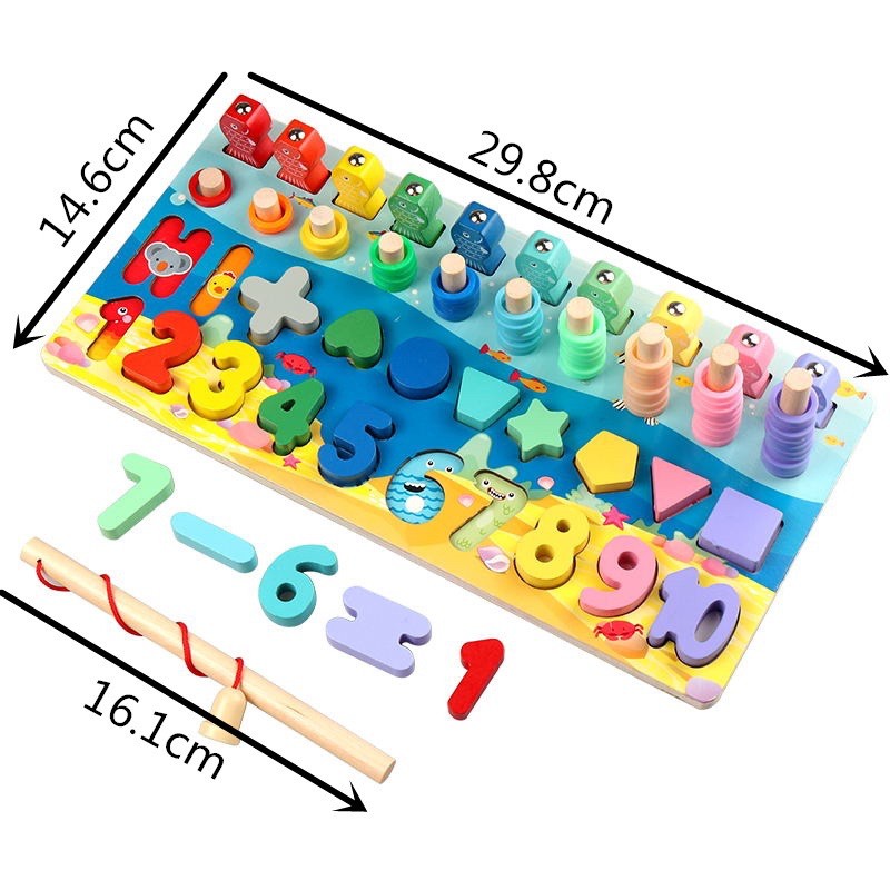 Bộ Đồ Chơi Gỗ Câu Cá Số Tư Duy Và Hình Khối 87PCS