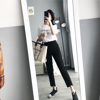 Quần baggy cúc lệch