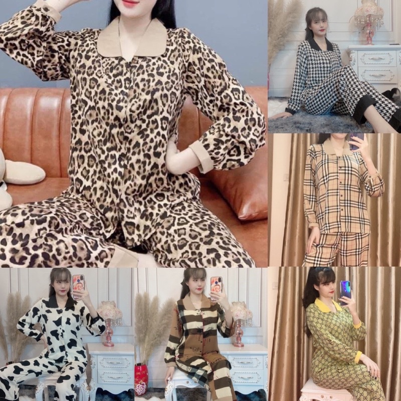 [FREESHIP] Bộ mặc nhà PIJAMA lụa cổ sen tay bồng mai ngô cao cấp + MNCS01 + HOAHANASLEEPWEAR