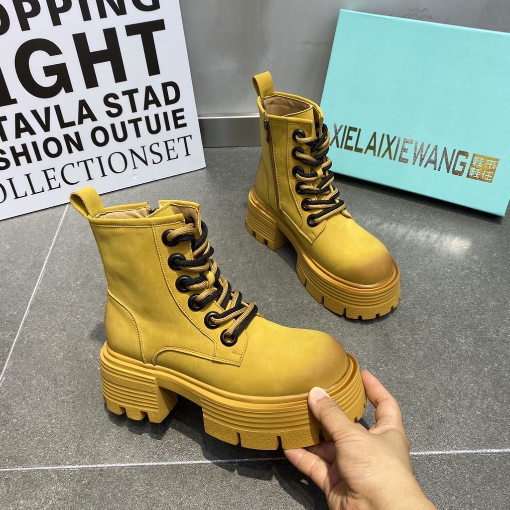 Giày Bốt Martin Đế Dày Tăng Chiều Cao Phong Cách Mới Mùa Thu 2022