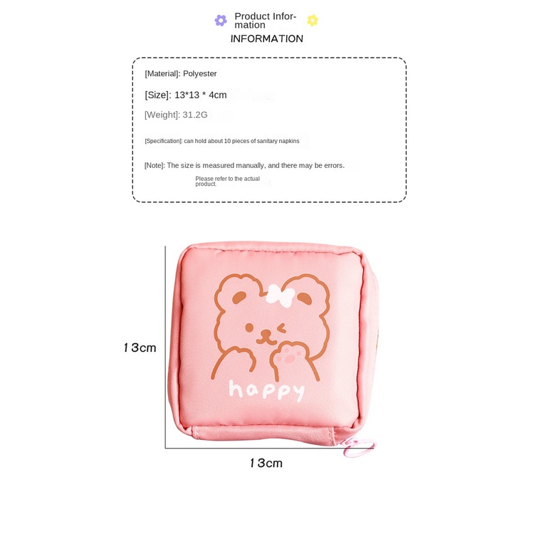 Túi Đựng Băng Vệ Sinh Mini Họa Tiết Hoạt Hình Dễ Thương Cho Bé Gái