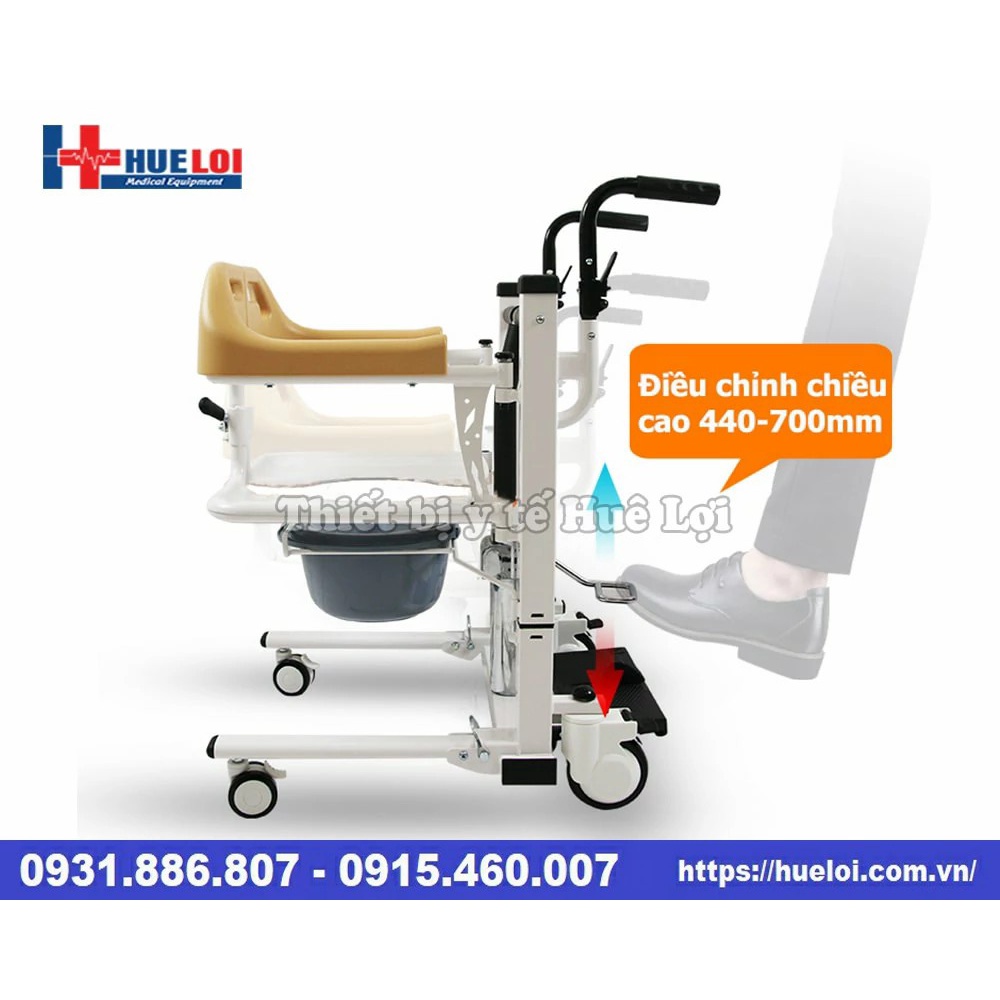 Xe lăn đa năng cho người già có bô vệ sinh