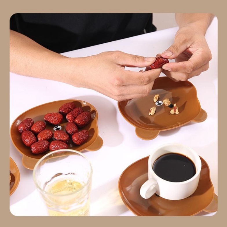 Set 8 đĩa gấu nhựa kèm khay đựngFREESHIPSet đĩa nâu siêu xinh