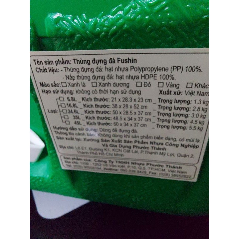 Thùng đá 16l8 hàng KM mẫu ngẫu nhiên