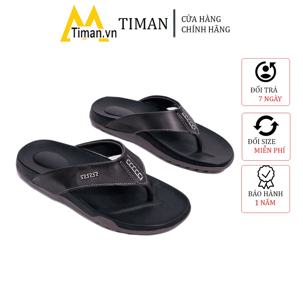 Dép nam thiết kế xỏ ngón đẹp quai ngang kiểu quai hậu đế bánh mì chất liệu da tông cao cấp bảo hành 1 năm DK14 TIMAN