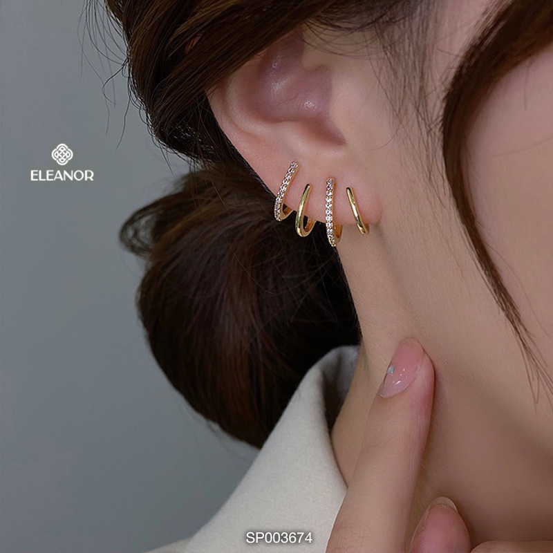 Bông tai nữ Eleanor Accessories nhiều vòng sát vành phụ kiện trang sức sang chảnh