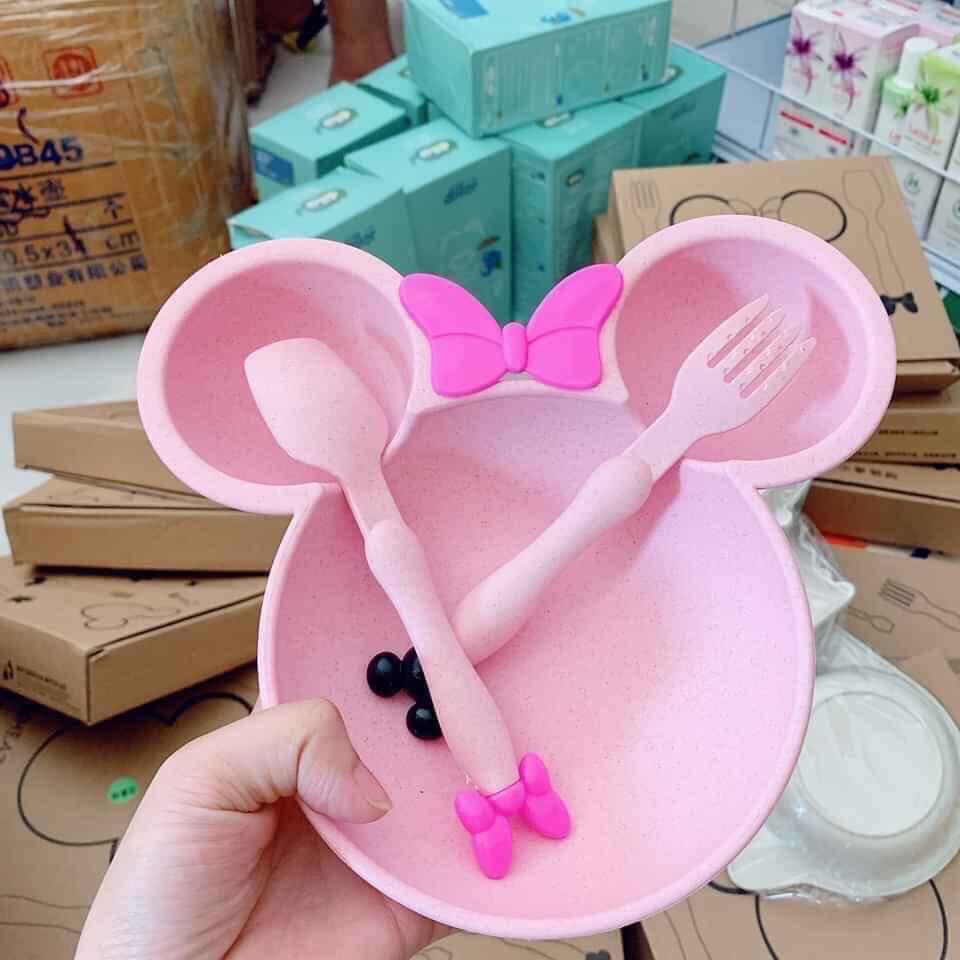 bộ tô bát ăn dặm Micky lúa mạch cho bé