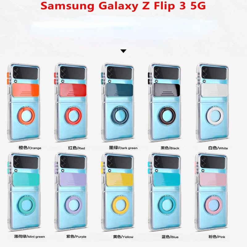 Ốp điện thoại trong suốt chống sốc có giá đỡ dạng nhẫn cho SAMSUNG GALAXY Z FLIP 3 5G Z FLIP3