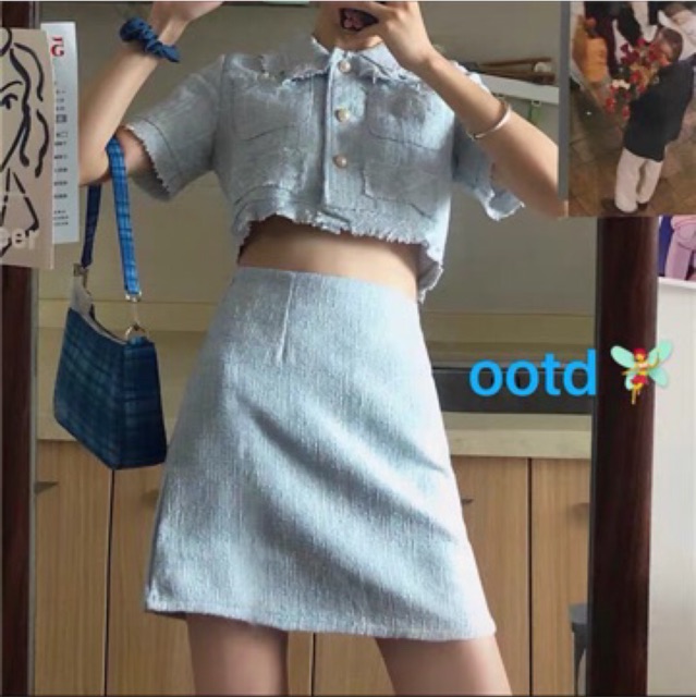 (sẵn M)Set dạ tweed uzzlang cho mùa hè màu pastel siêu xinh🍓🍓 | BigBuy360 - bigbuy360.vn