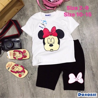 [15-33kg] [SALE] Set bộ quần lửng Mickey Minnie bé gái