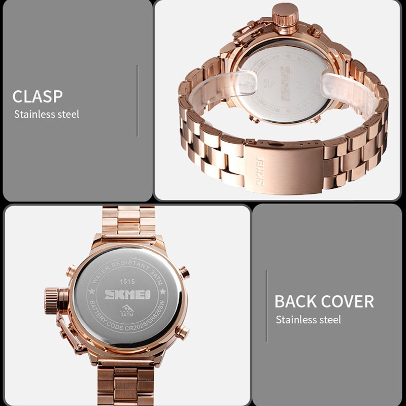 Đồng Hồ Điện Tử SKMEI 1515 Chống Thấm Nước, Chất Liệu Thép Không Gỉ