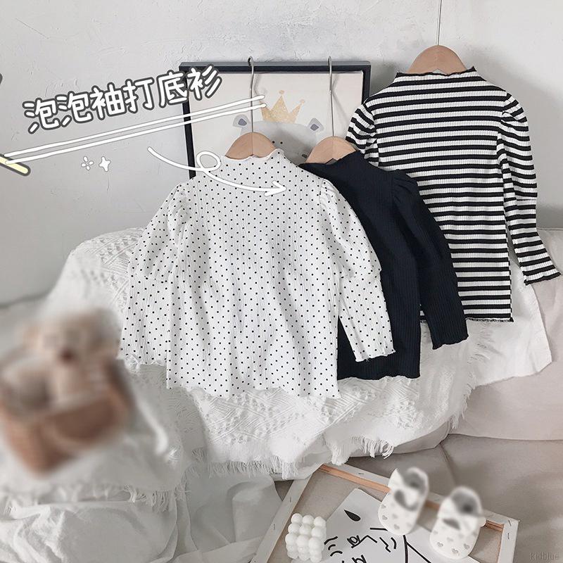 Áo thun tay phồng họa tiết chấm bi nhiều màu sắc phong cách Hàn Quốc cho bé gái