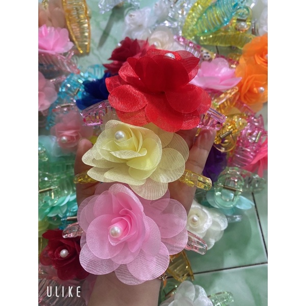 Kẹp Tóc - Cạp Tóc Trong Suốt Cỡ Lớn Đính Bông Dễ Thương