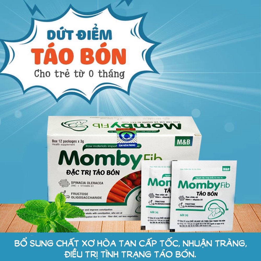 Cốm vi sinh Momby Fib cân bằng hệ tiêu hoá, bảo vệ đường ruột và bổ sung chất xơ, xua tan táo bón cho mẹ và bé