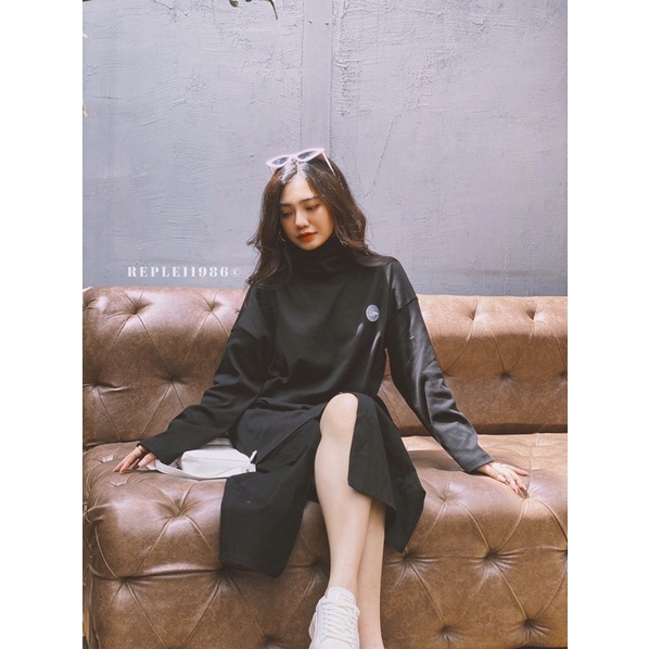 Áo cổ lọ, dáng rộng, tay dài