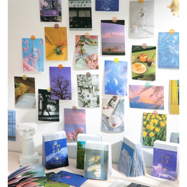 Quyển 50 trang sticker phong cảnh cuộc sống Meet by chance hình dán trang trí sổ tay | BSC016