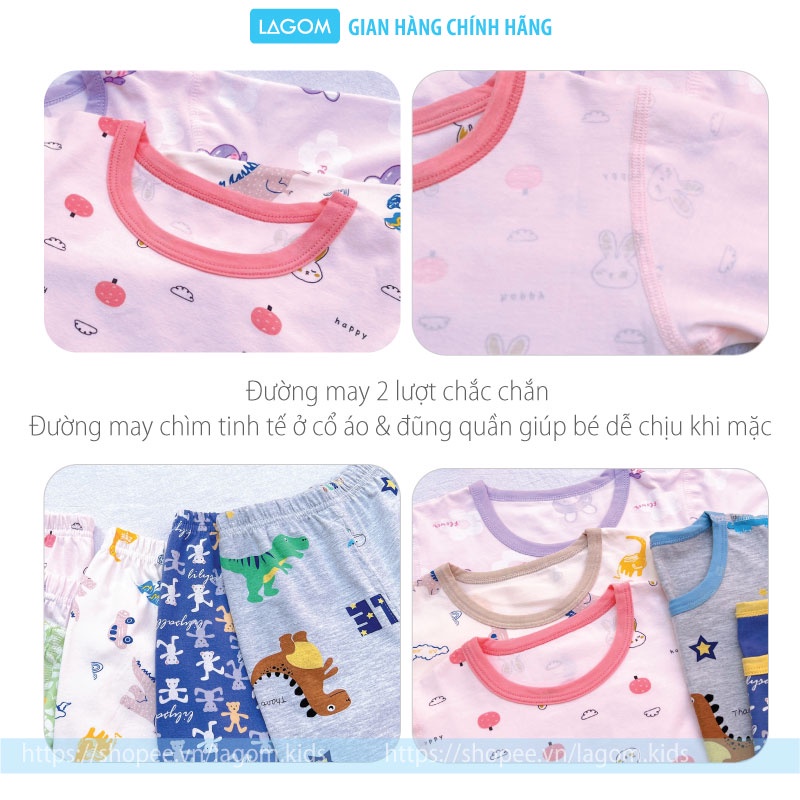 [COTTON ĐANH MỊN] Bộ Thu Đông Bé Trai, Bé Gái Cotton Dài Tay Lagom