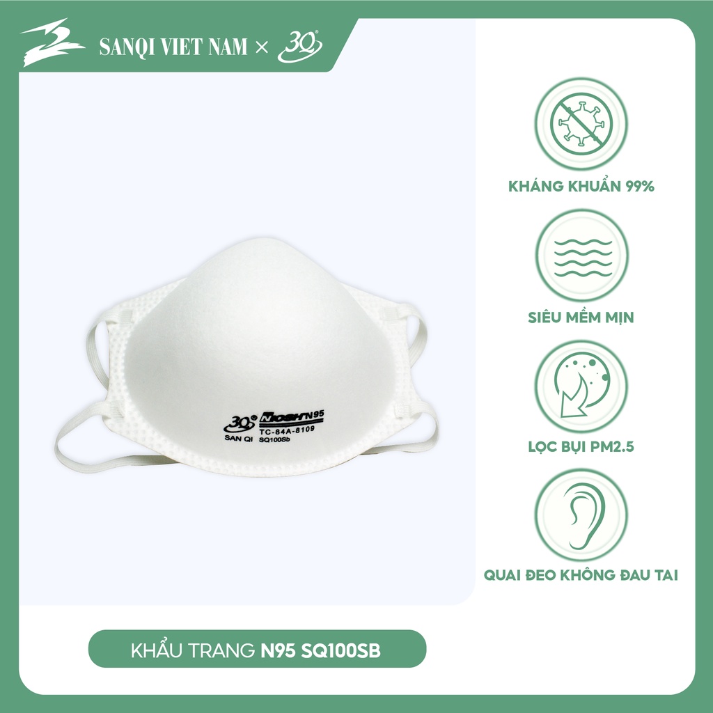 Khẩu trang N95 SQ100Sb 3Q chống bụi mịn, vi khuẩn  /