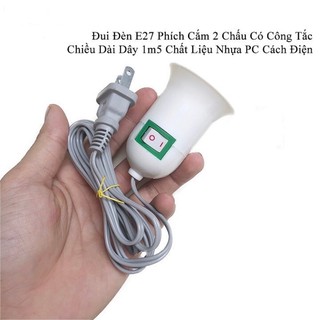 Đui đèn E27 có công tắc, phích cắm