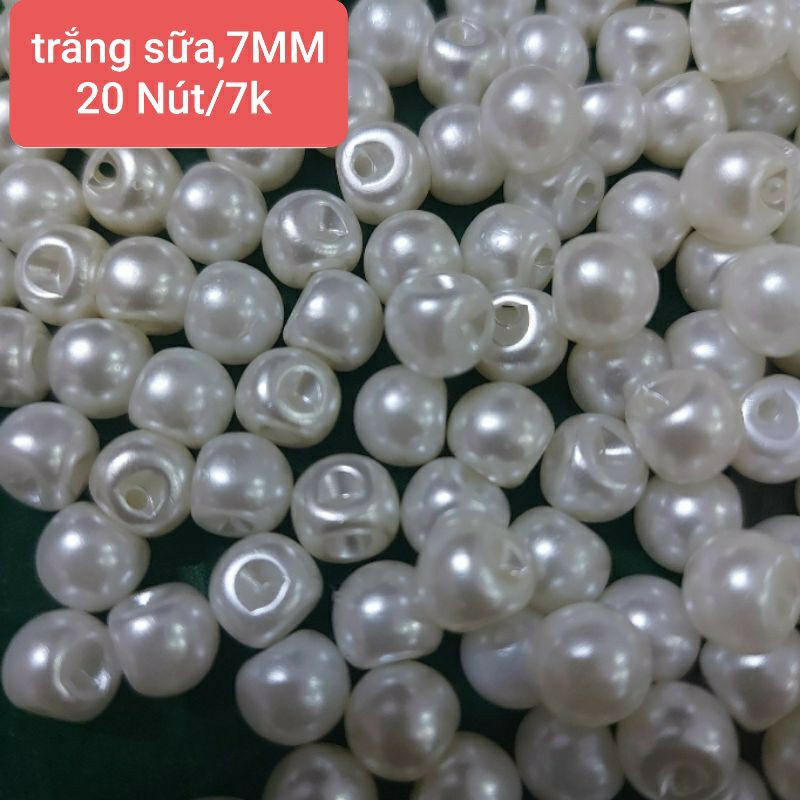 Nút bẹt nhựa ngọc trai, Size 7MM và 10 MM(1 bịch/20 nút)