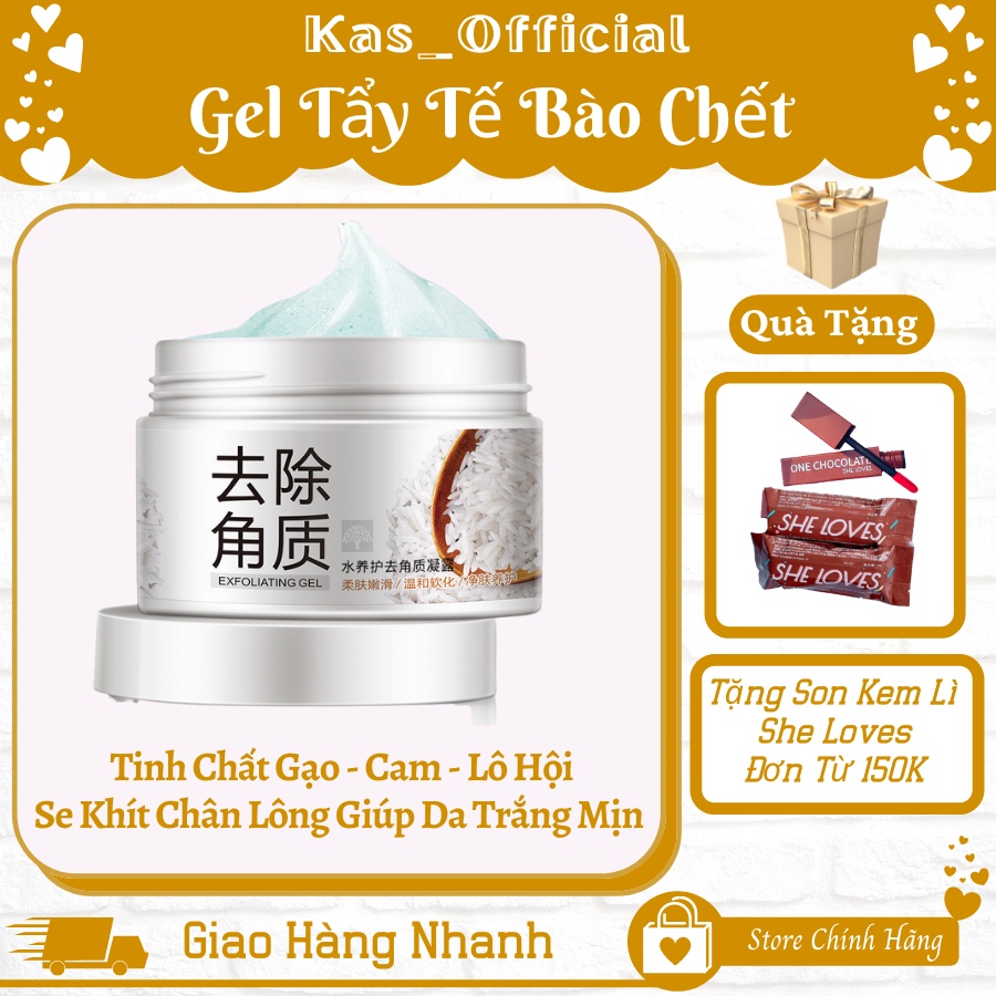 Gel Tẩy Tế Bào Chết Bioaqua Tinh Chất Gạo - Cam - Lô Hội Làm Sạch Da Mặt Và Se Khít Lỗ Chân Lông Giúp Da Trắng Mịn Màng