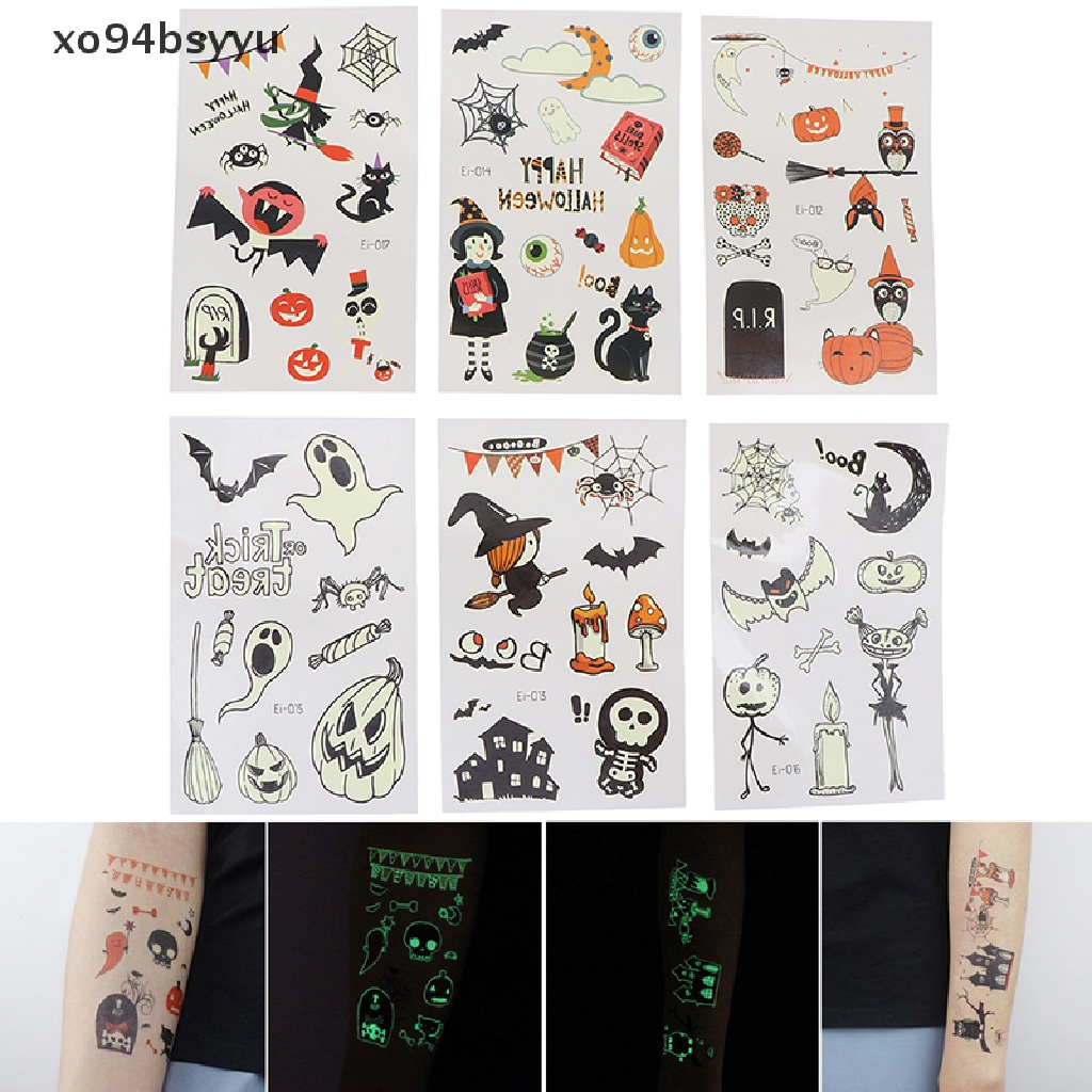 Hình Xăm Dán Tạm Thời Họa Tiết Halloween Phát Quang xo94bsyyu