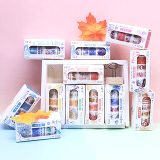 Set 6 cuộn băng dính washi 12 cung hoàng đạo dùng để trang trí sổ tay