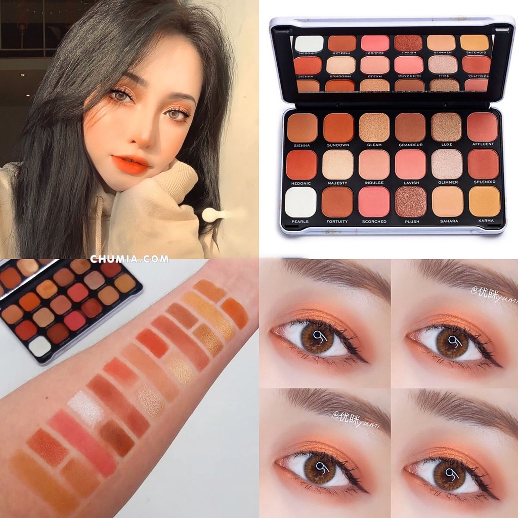 Phấn mắt REVOLUTION DECADENT Forever Flawless bảng màu mắt nhũ lấp lánh lì mịn bền màu trang điểm chính hãng PM chumia