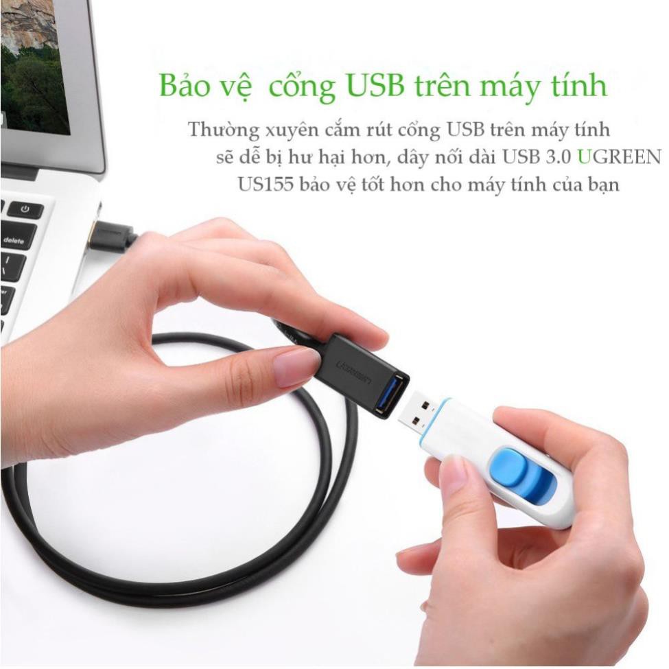 Dây nối dài USB 3.0 mạ vàng, dài từ 1-3m UGREEN US129 (10368, 30126, 10373, 30127) ✔HÀNG CHÍNH HÃNG ✔