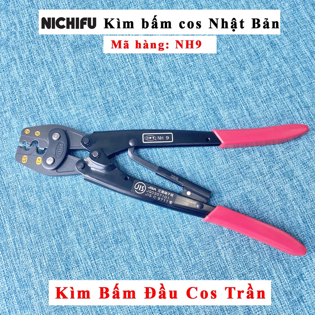 Kìm bấm cos NH9 Nichifu Nhật Bản -Kiểu bấm điểm, có trợ lực, hiện số sau bấm- cho size cos 2, 3.5, 5.5, 8, 14mm2