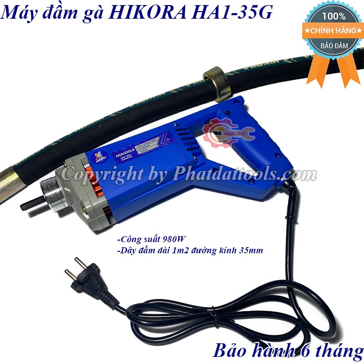 Máy đầm dùi betong cầm tay HIKORA HA1-35G-Máy đầm gà cầm tay-Chính hãng-Gồm dây 120cm