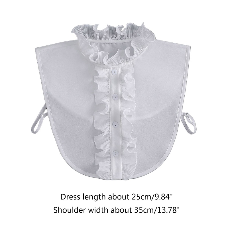 Han Áo Sơ Mi Trắng Nửa Cổ Đứng Nhún Bèo Dickey Có Thể Tháo Rời Cho Nữ