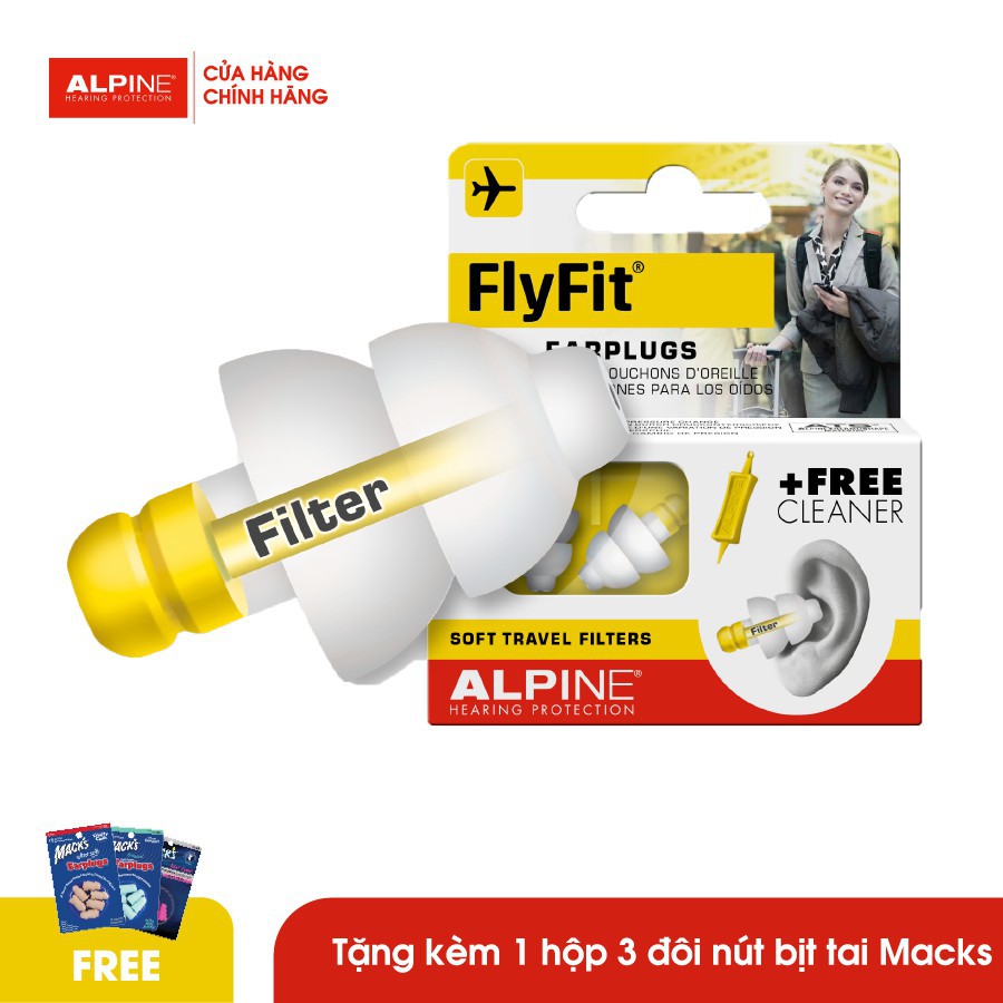 Hộp 1 đôi nút bịt tai AlpineFlyFit chống ồn, ngăn chặn mất cân bằng áp suất không khí khi đi máy bay Nhập Khẩu Hà