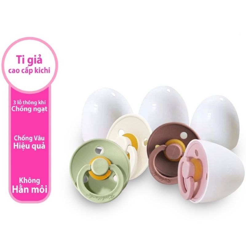 Ty giả đầu tròn silicone kèm nắp trứng cao cấp từ 0_12 tháng