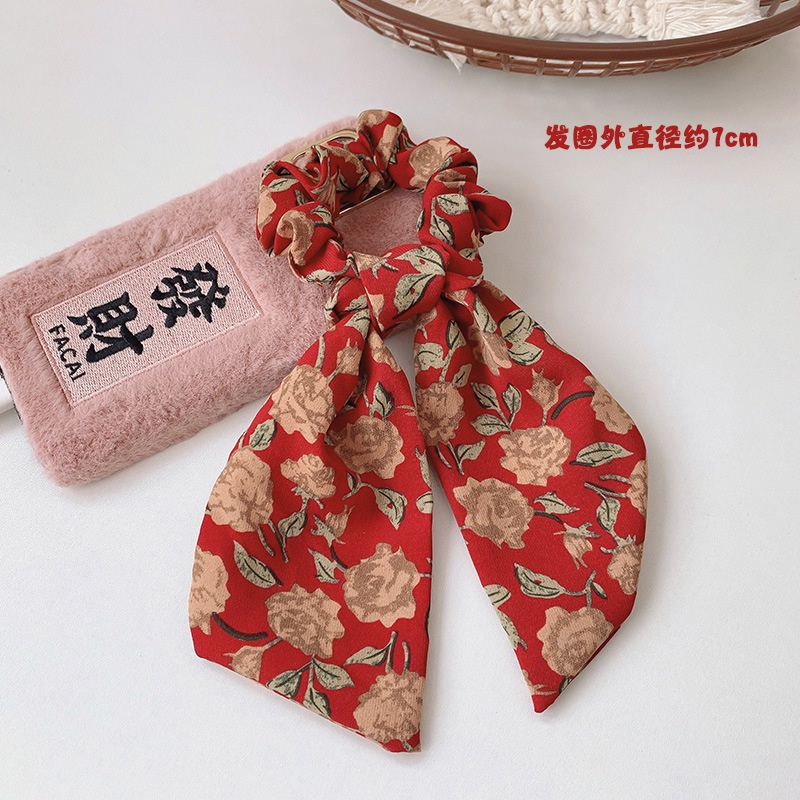 Dây Buộc Tóc Thắt Nơ Co Giãn In Họa Tiết Hoa Dễ Thương Thời Trang Hàn Quốc Cho Nữ