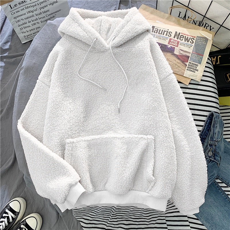 ÁO HOODIE LÔNG CỪU NAM NỮ UNISEX -ÁO LÔNG SIÊU ẤM PHONG CÁCH HÀN QUỐC ULZZANG QTVN | BigBuy360 - bigbuy360.vn