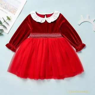 Đầm công chúa cotton dài tay cổ bẻ dành cho bé gái