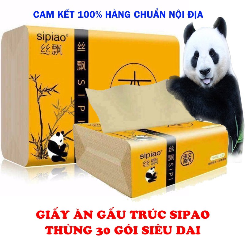 Giấy ăn Gấu Trúc Sipiao thùng 30 gói siêu dai – Giấy ăn than tre gói 300 tờ - GD005