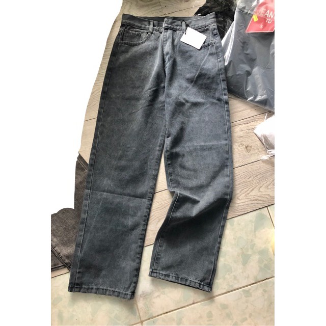 Quần Jean Nữ Ống Rộng Cạp Lưng Cao SIMPLE Màu Xanh Dáng Suông Chất Bò Cao Cấp | BigBuy360 - bigbuy360.vn