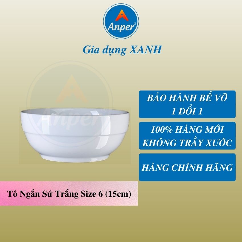 Combo 2 tô sứ 3 bát sứ ANPER ngấn dày 15cm18cm20cm  ăn cơm ăn mì ăn phở  chén dĩa dễ thương