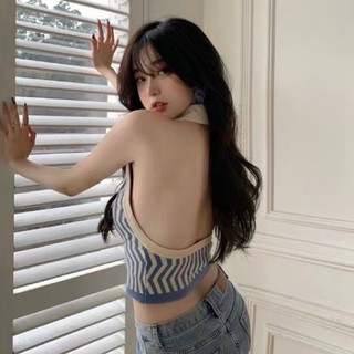 Áo nữ ngắn hở lưng cổ v