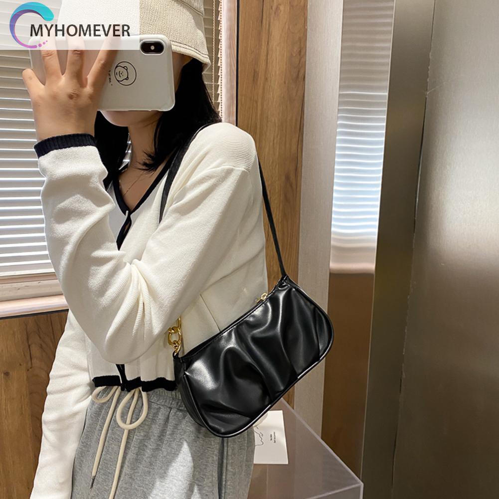 Túi xách da PU phối xích kim loại thời trang cho nữ