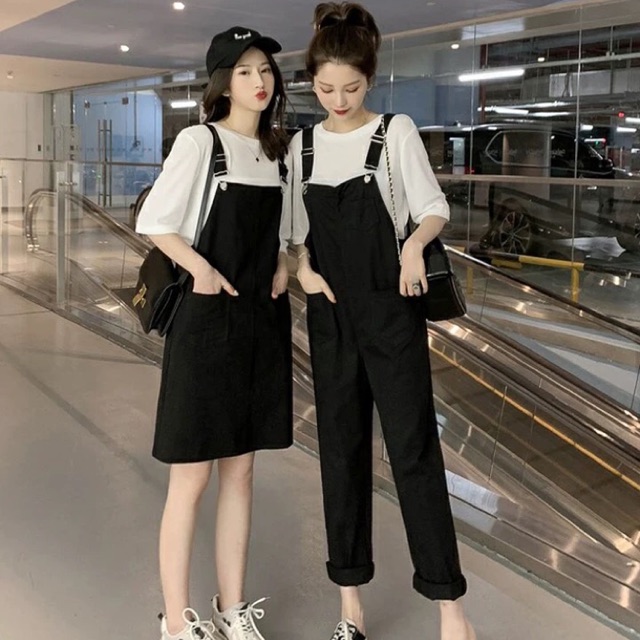Có bigsize Set áo phông + váy yếm/quần yếm siêu xinh ullzang 2019