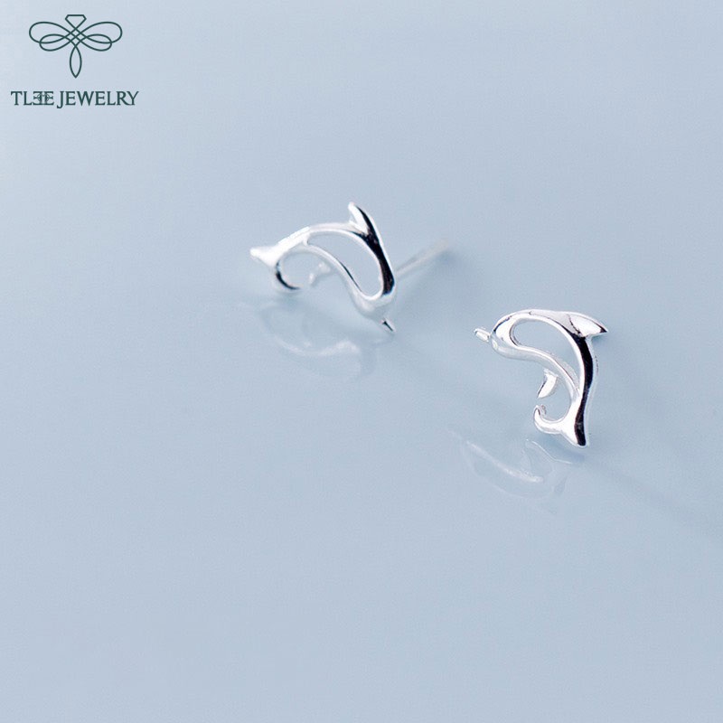 Bông tai bạc nữ Tlee mẫu cá heo may mắn TleeJewelry B0367