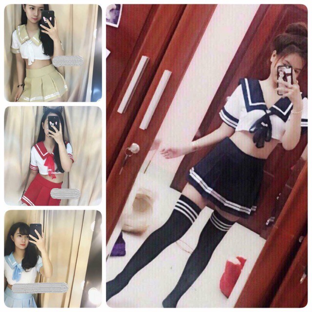 Bộ đồng phục học sinh cosplay anime sexy cao cấp váy xẻ kèm chíp <55kg CP03
