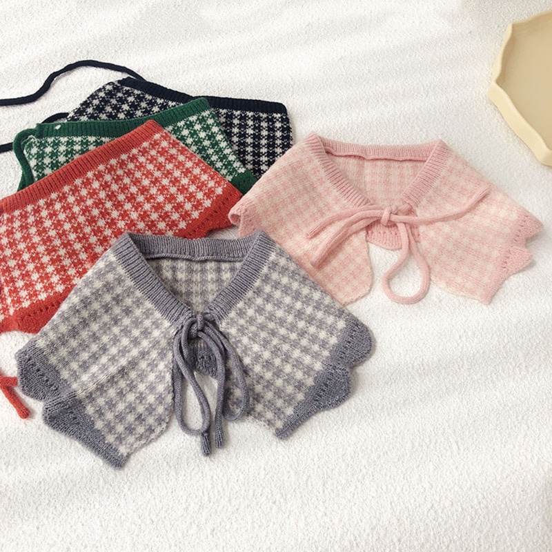 Khăn Choàng Cổ Dệt Kim Họa Tiết Kẻ Sọc Thời Trang Thu Đông Cho Bé Gái